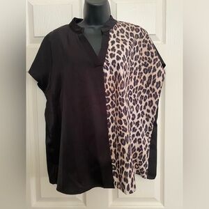 Leopard Print and Black Women's Top